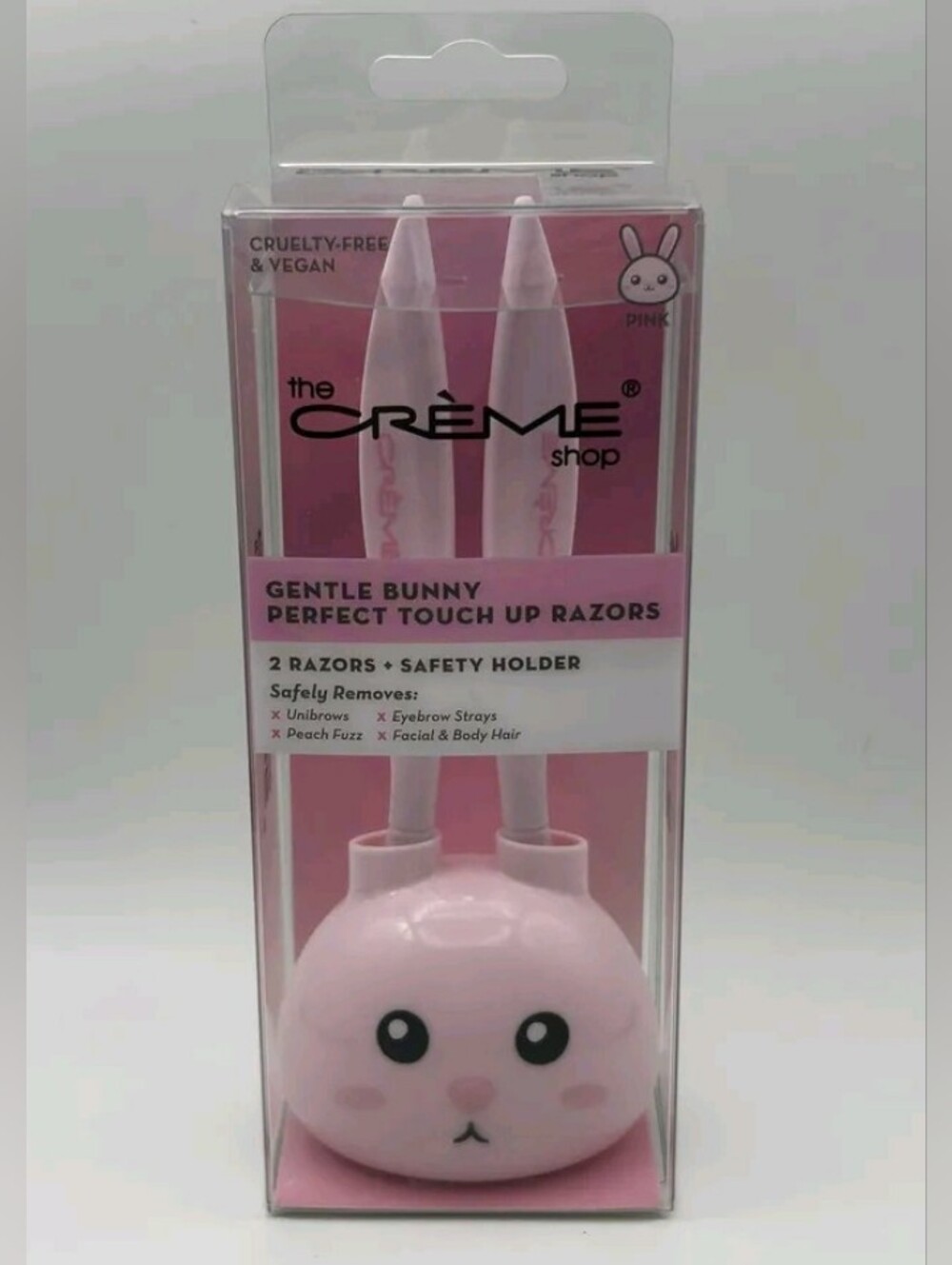 The Crème Shop Pink Gentle Bunny Touch-Up Razors with Safety Holder